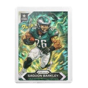 Saquon Barkley Eagles SP Anime Manga Cracked Ice Holo Trading Card 918 Customs